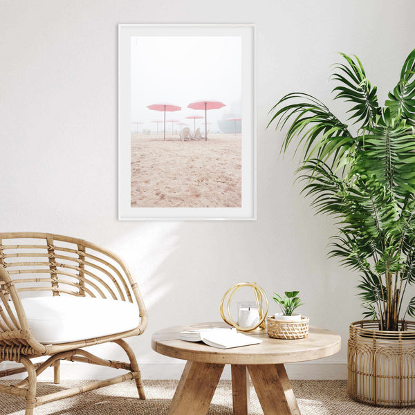 Pink Beach Umbrellas | Art Print