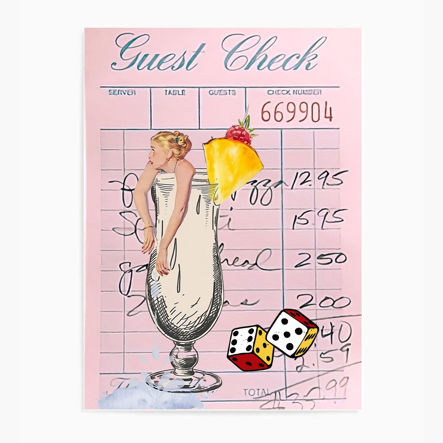Guest Check Cocktail Dice Blue | Wall Art