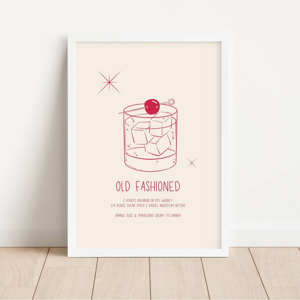 Old Fashioned Cocktail Recipe | Art Print