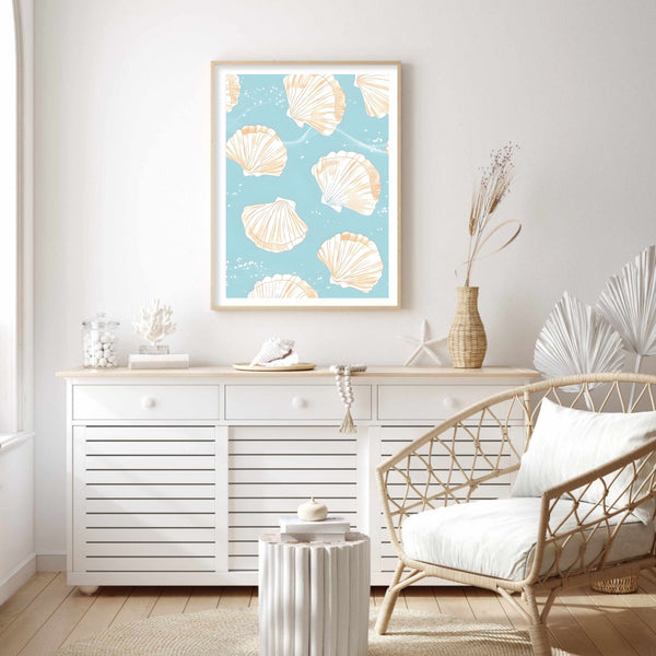 Seashell Pattern Blue | Wall Art