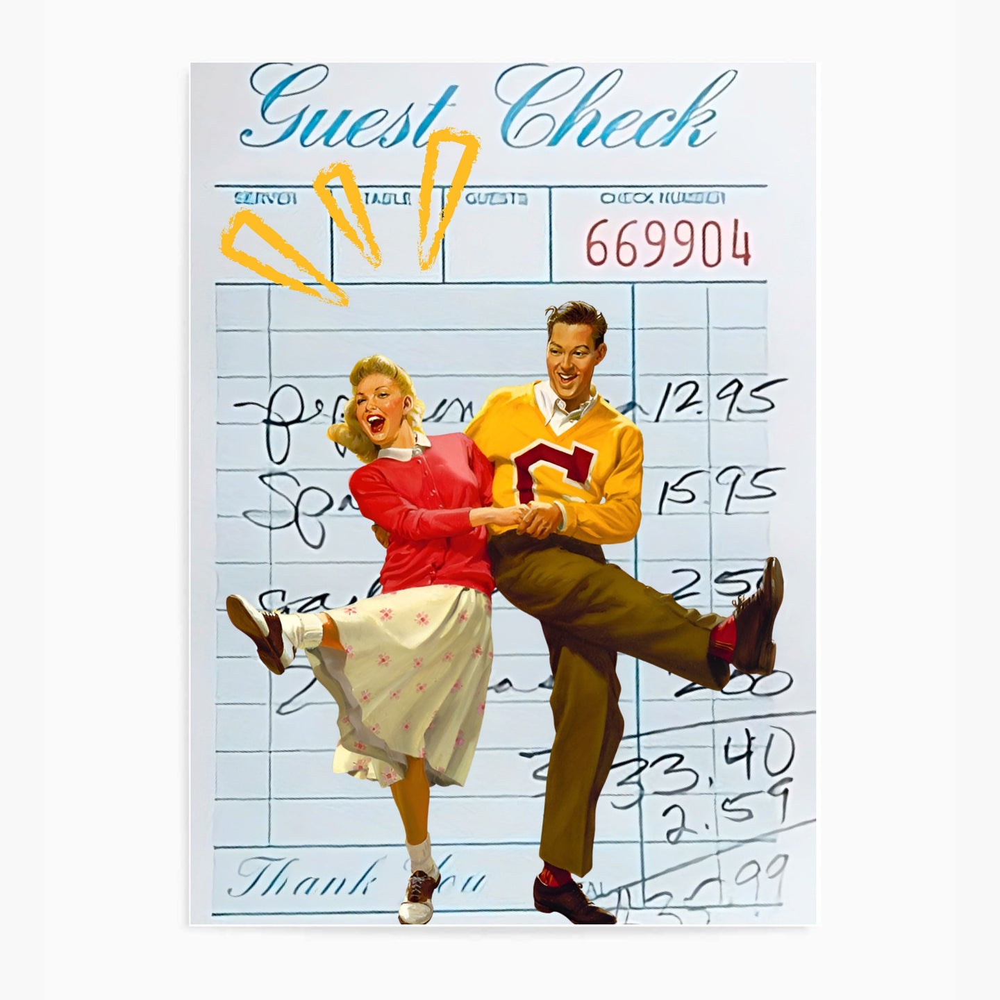 Guest Check Love Couple Blue III | Wall Art