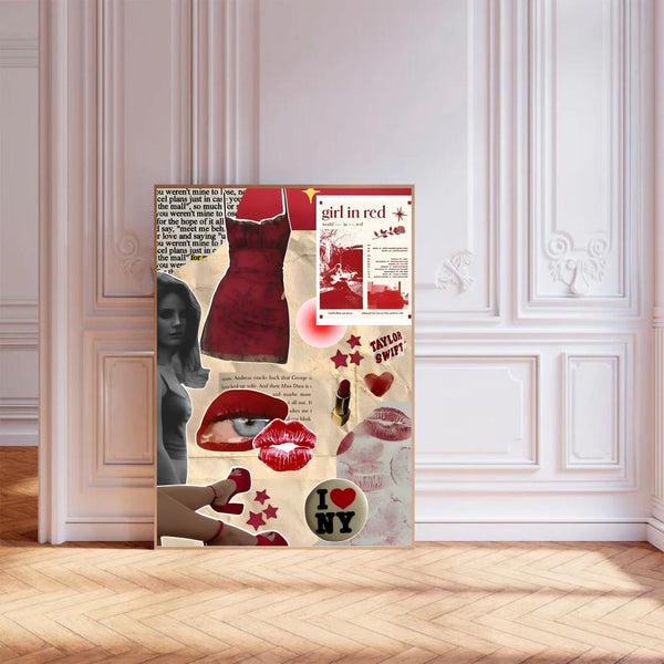 Girl In Red Collage | Wall Art Print