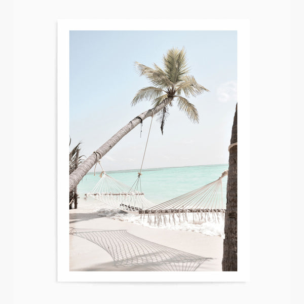 Palm Tree Beach Hammock | Art Print