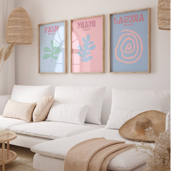 Preppy Pastel Beach I Set of 3 | Gallery Wall