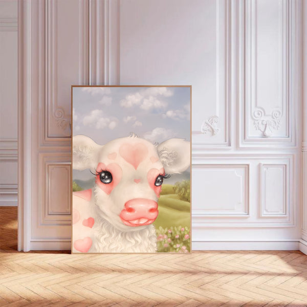Coquette Cute Cow | Wall Art Print