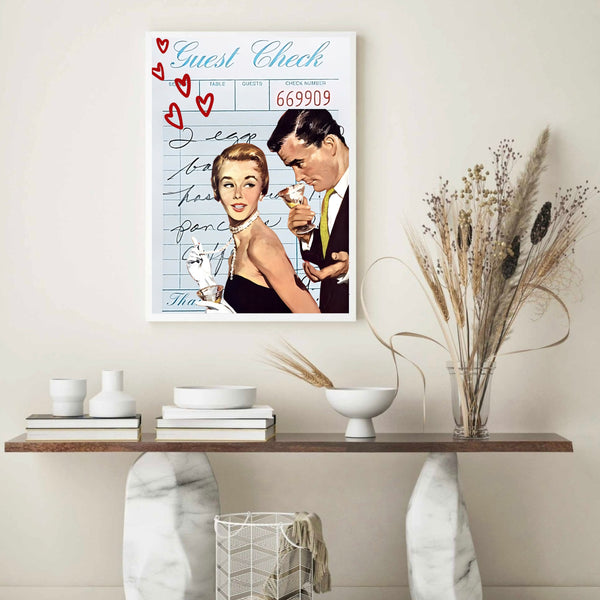 Guest Check Love Couple Blue | Wall Art