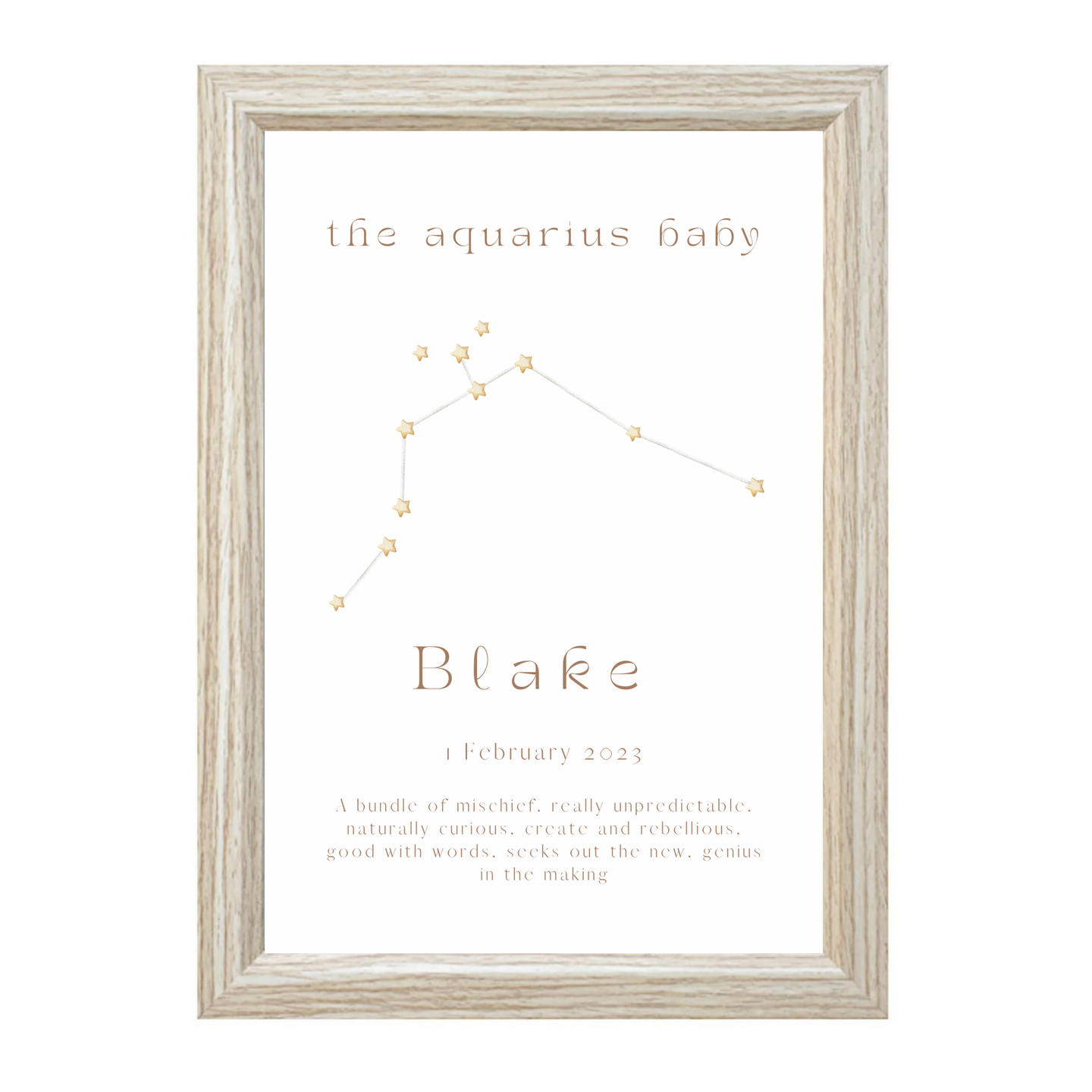 Personalised The Aquarius Baby Constellation