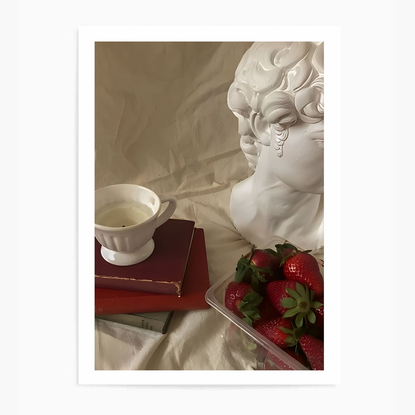 Moody Tea & Strawberries | Wall Art Print