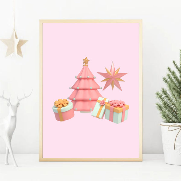 Pink Christmas Presents | Art Print