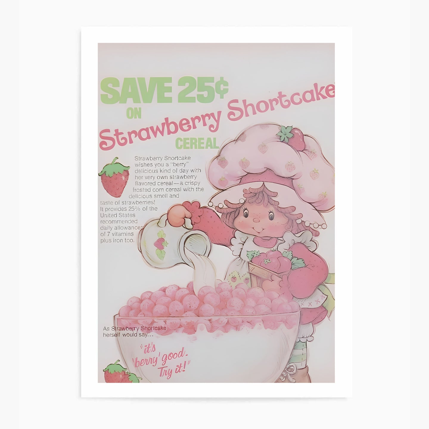 Vintage Strawberry Shortcake II | Wall Art Print