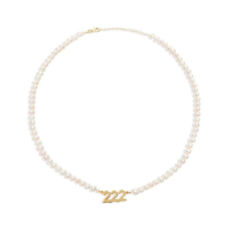 Angel Number Pearl Gold Necklaces