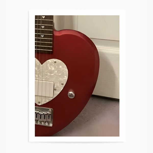 Red Heart Guitar | Wall Art Print