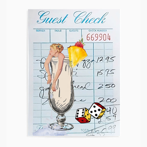 Guest Check Cocktails Dice Blue | Wall Art