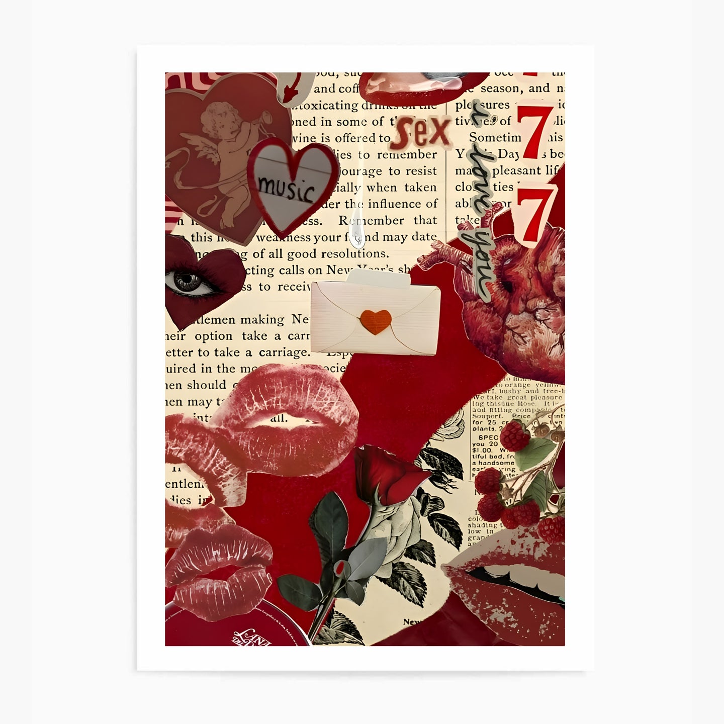 Dark Red Moody Collage | Wall Art Print