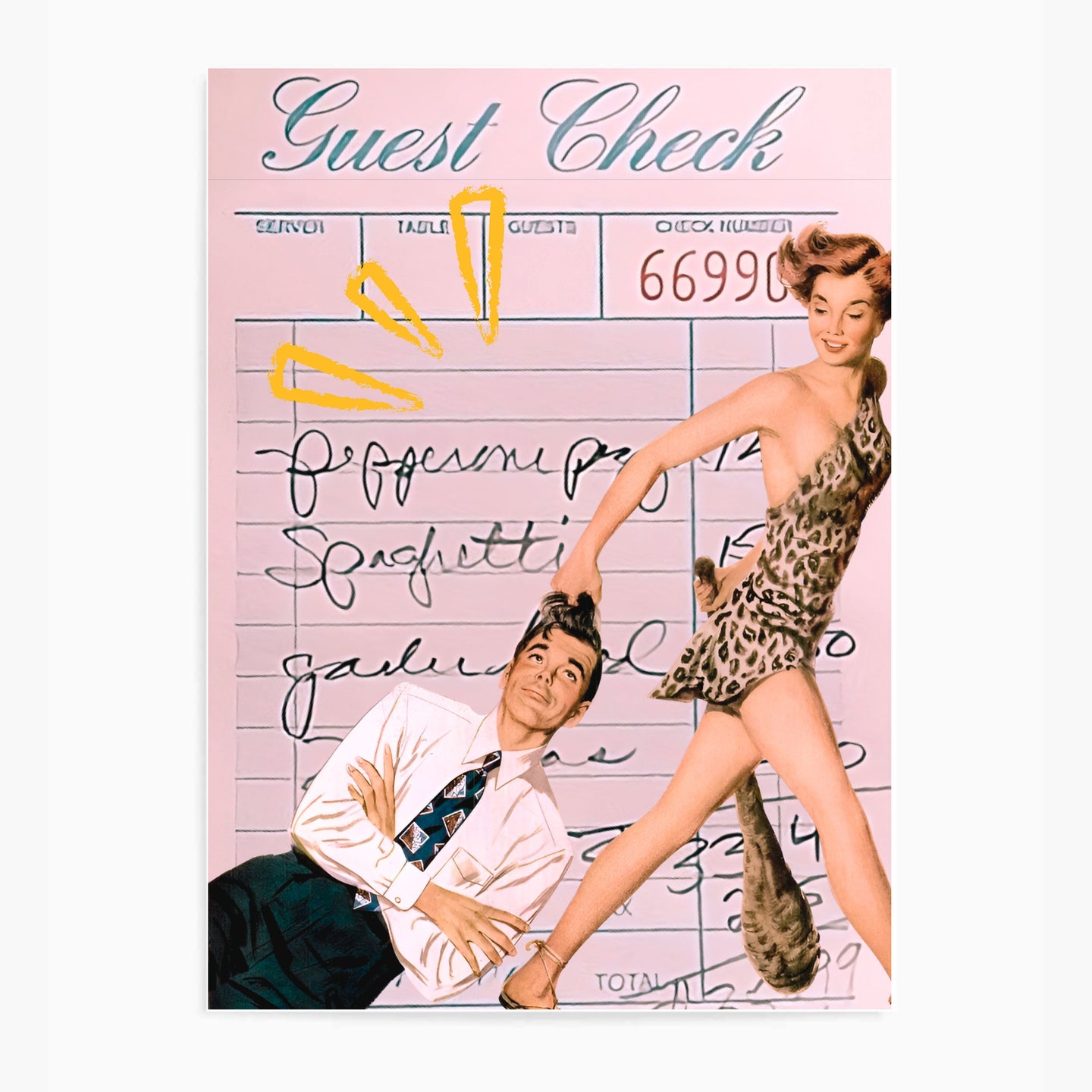 Guest Check Love Couple Pink II | Wall Art