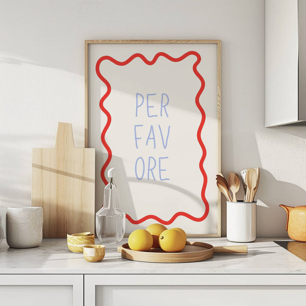 Per Favore Wavy Red | Art Print