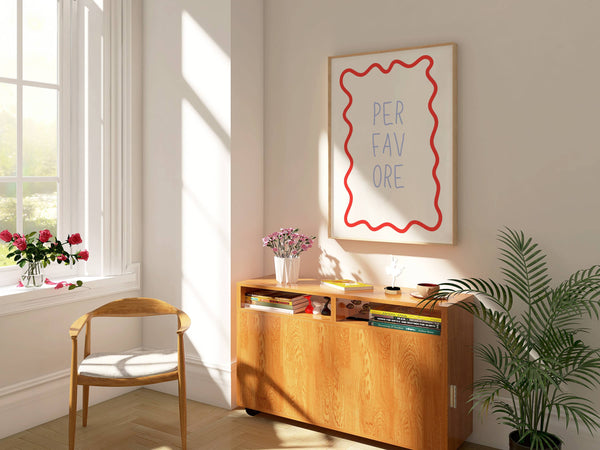 Per Favore Wavy Red | Art Print