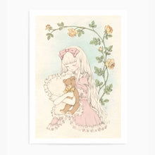 Load image into Gallery viewer, Vintage Girl &amp; Teddy Bear | Wall Art Print
