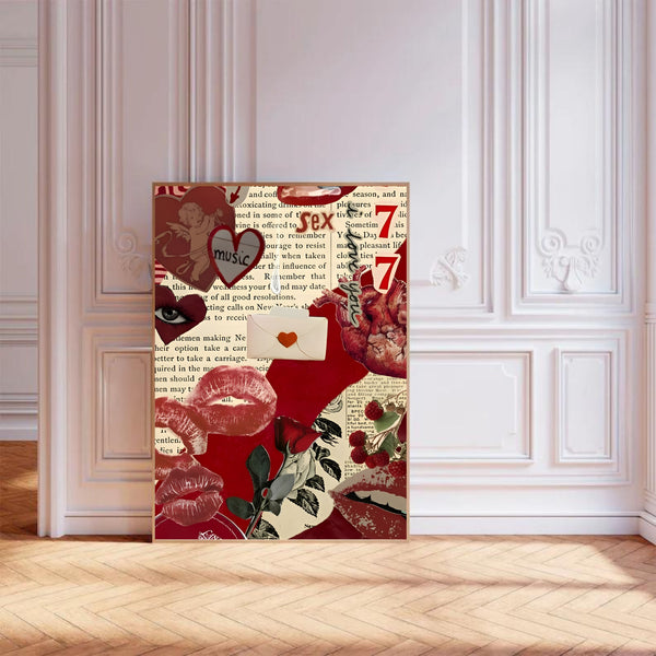 Dark Red Moody Collage | Wall Art Print