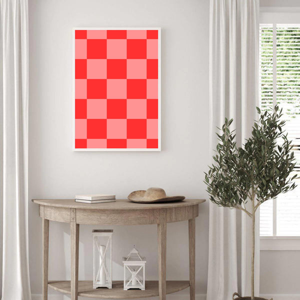 Checkered Red & Pink | Wall Art