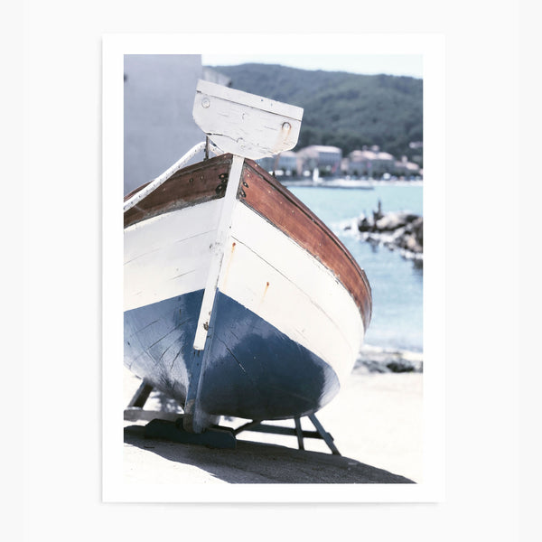 Blue & White Boat | Art Print