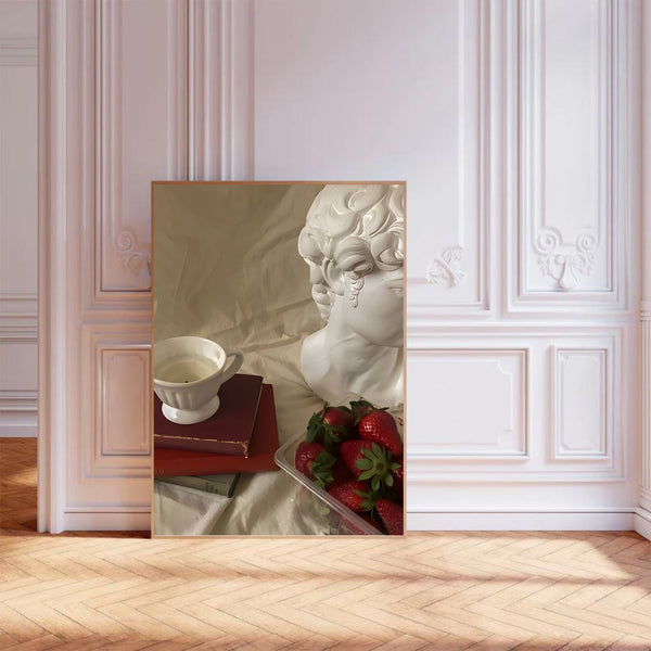 Moody Tea & Strawberries | Wall Art Print