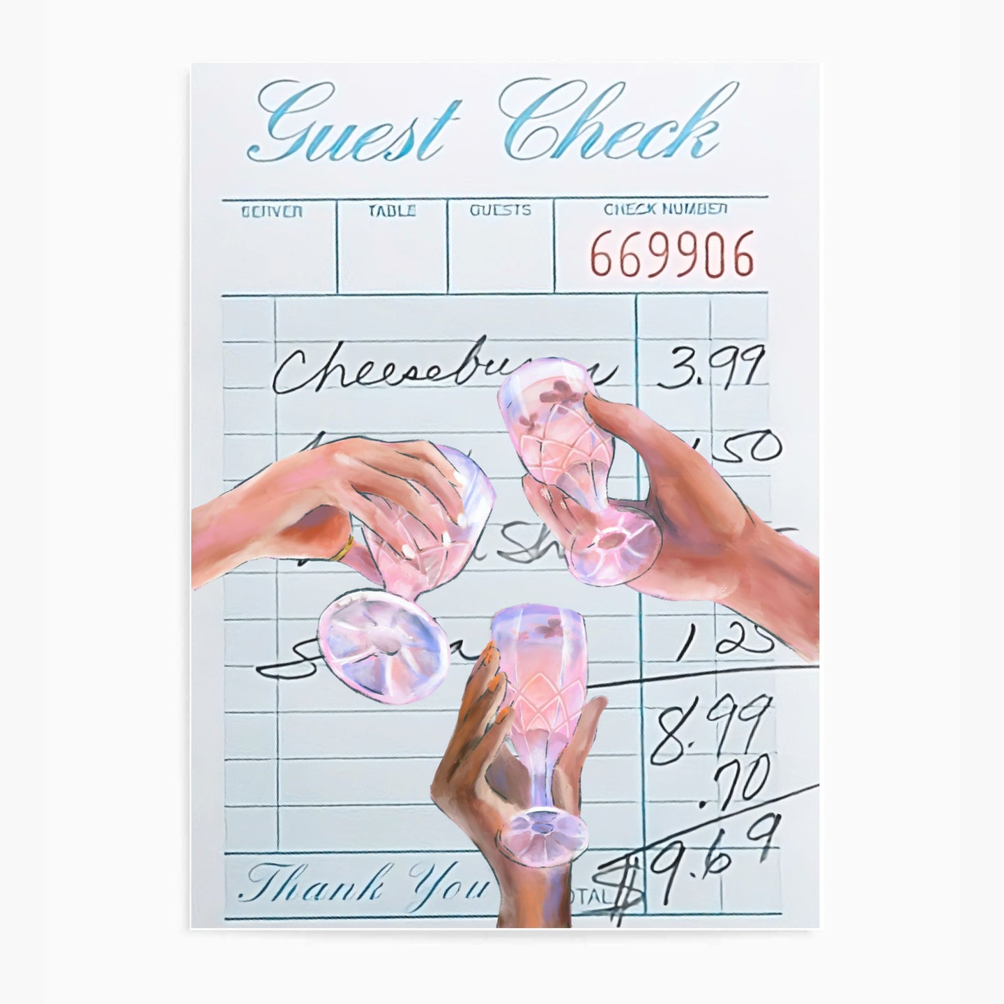 Guest Check Cheers Blue V | Wall Art