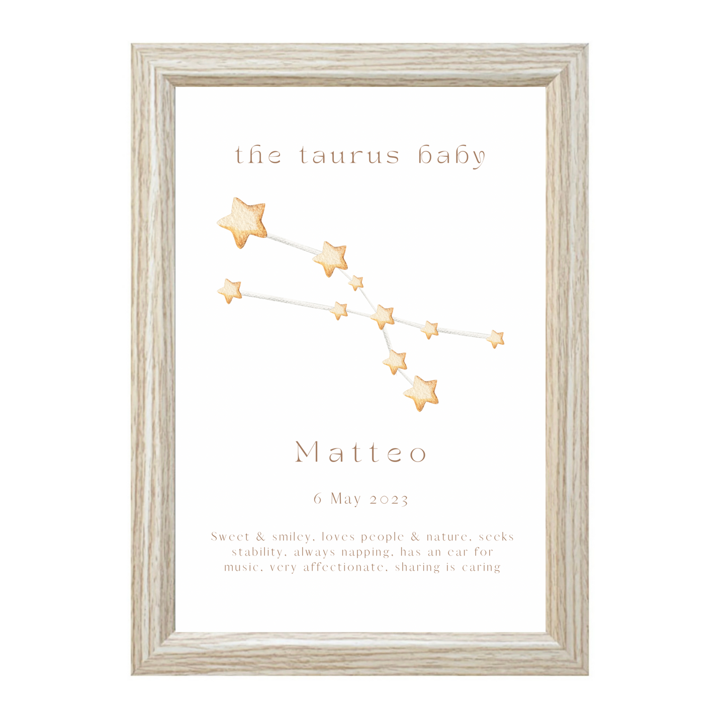 Personalised The Taurus Baby Constellation
