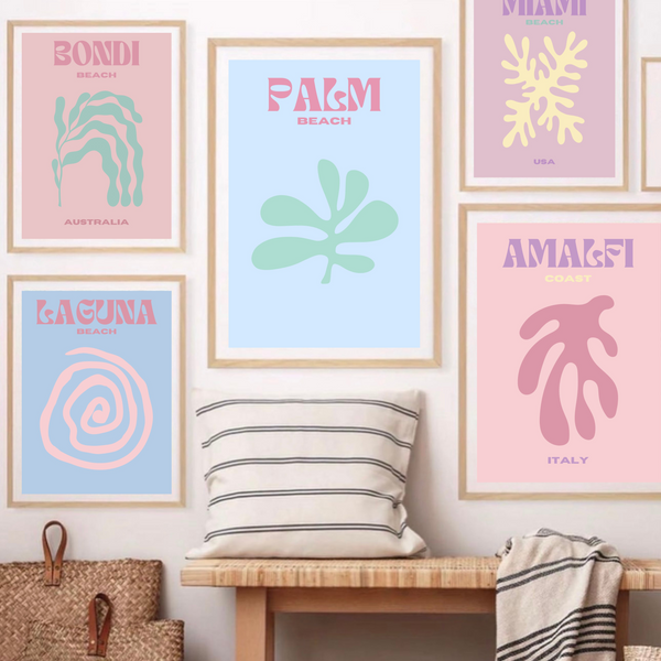 Preppy Pastel Beach I Set of 3 | Gallery Wall