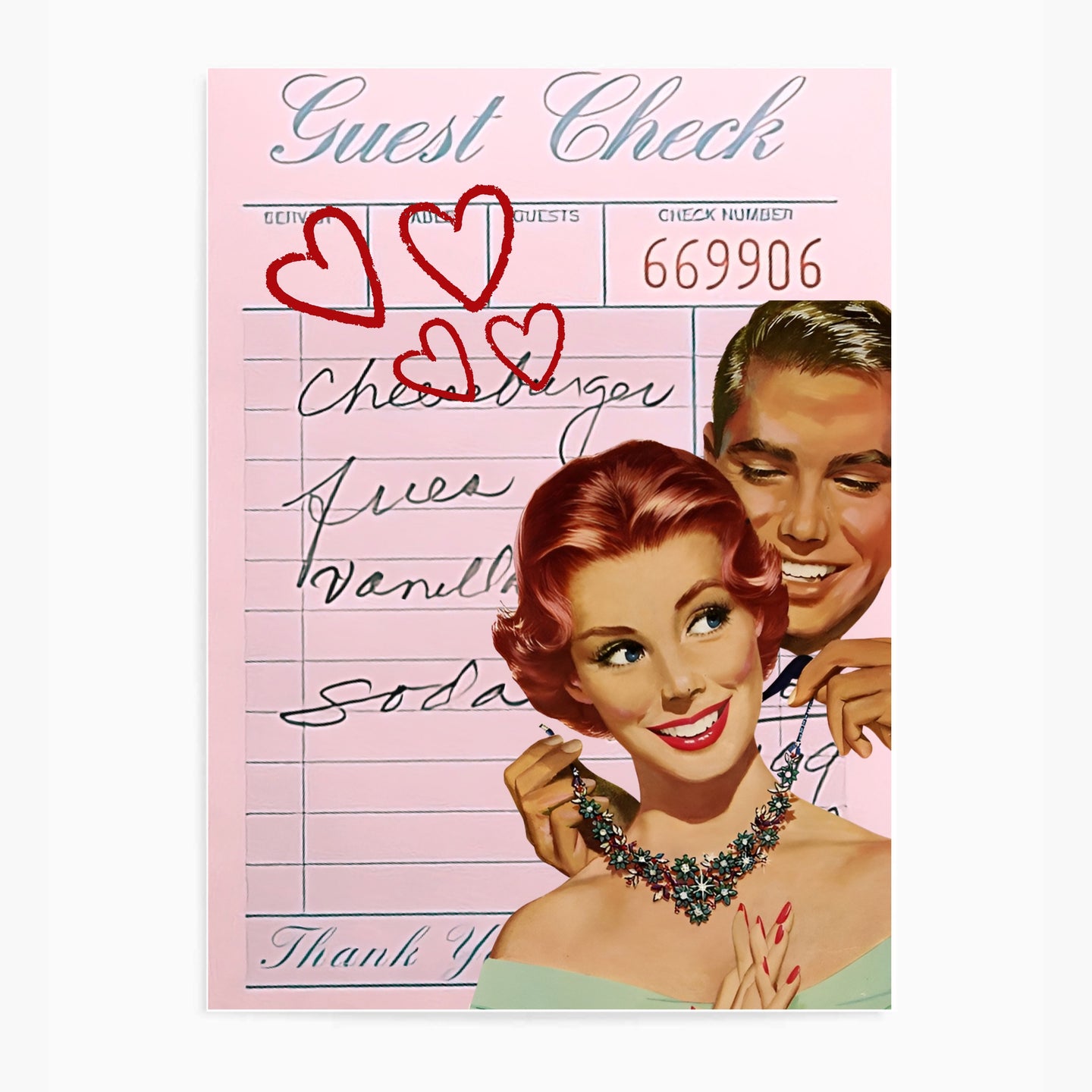 Guest Check Love Couple Necklace Pink | Wall Art