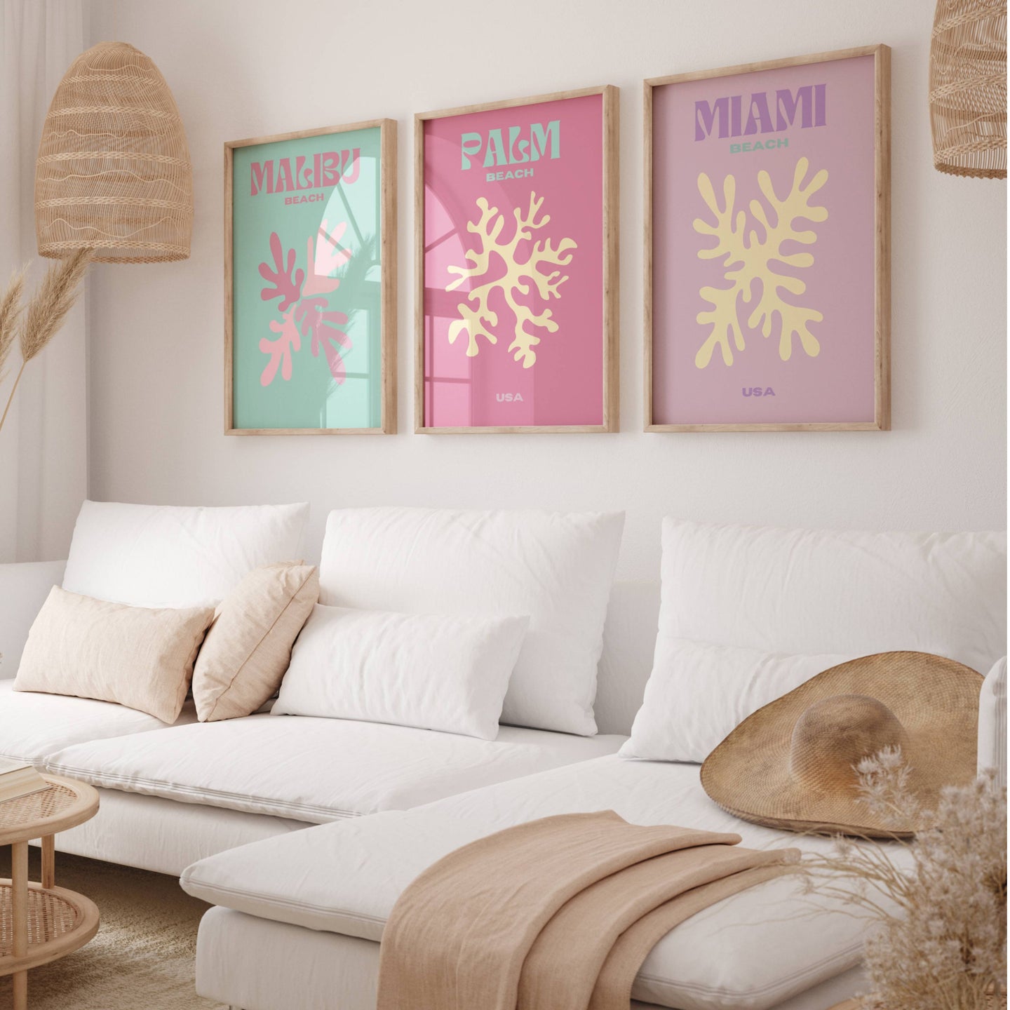 Preppy Pastel Beach III Set of 3 | Gallery Wall