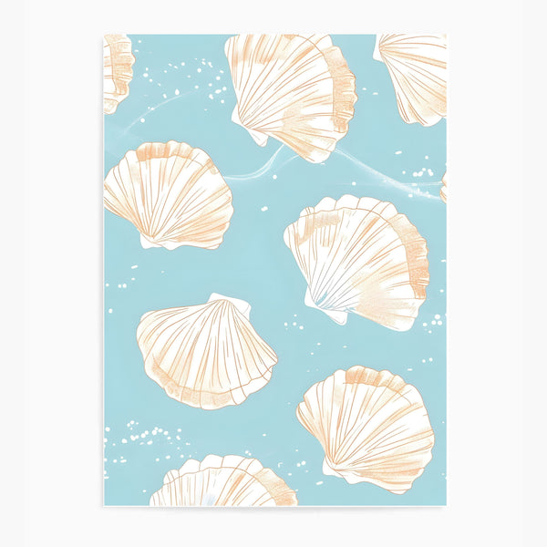 Seashell Pattern Blue | Wall Art