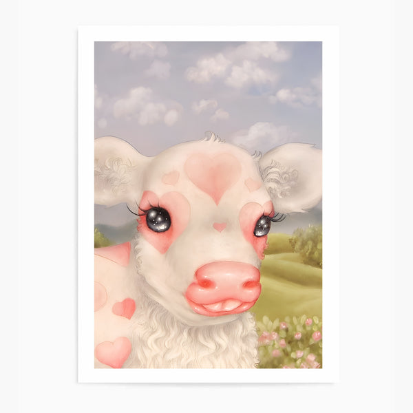 Coquette Cute Cow | Wall Art Print