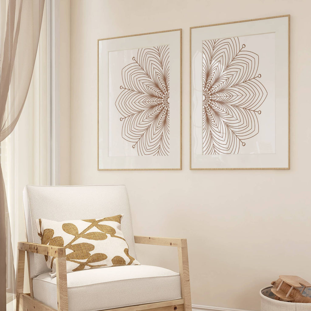 Mandala White & Blush Set of 2 | Gallery Wall Art