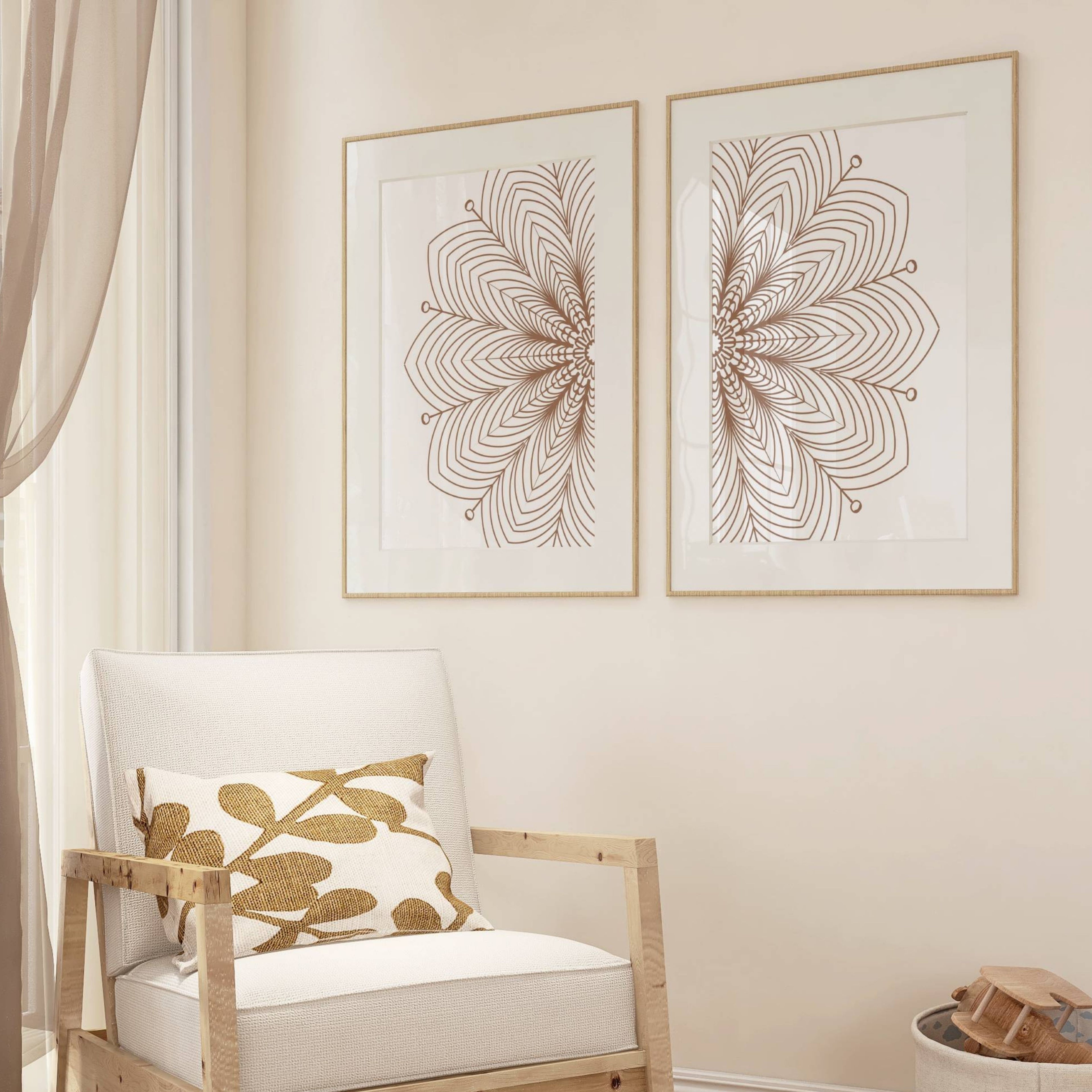 Mandala White & Blush Set of 2 | Gallery Wall Art