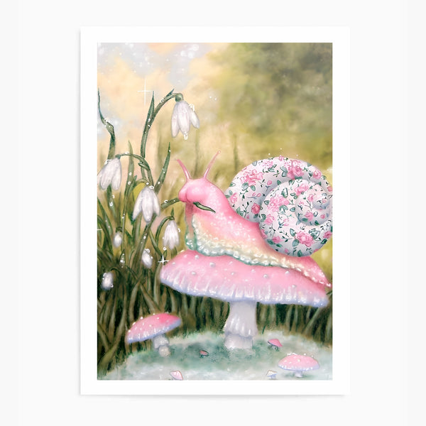 Vintage Snail & Mushroom | Wall Art Print