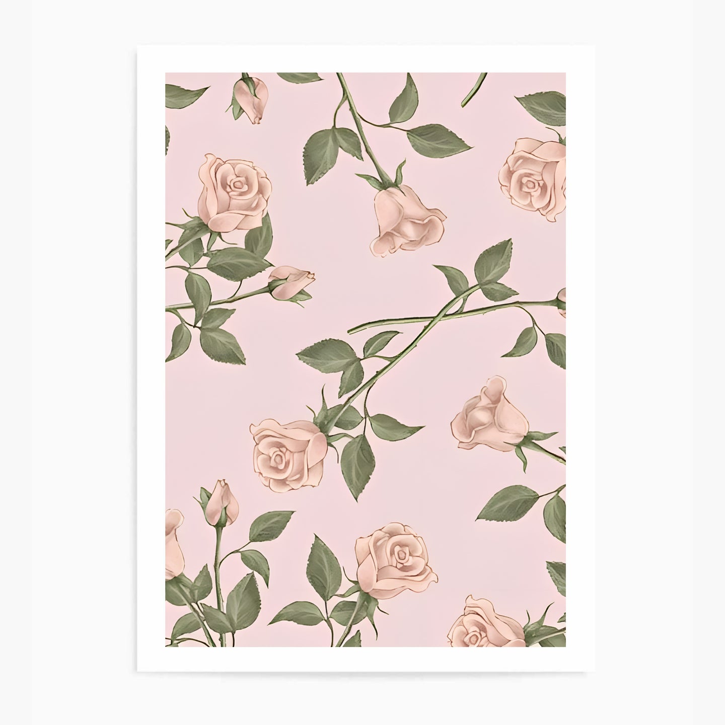 Vintage Rose Wallpaper I | Wall Art Print