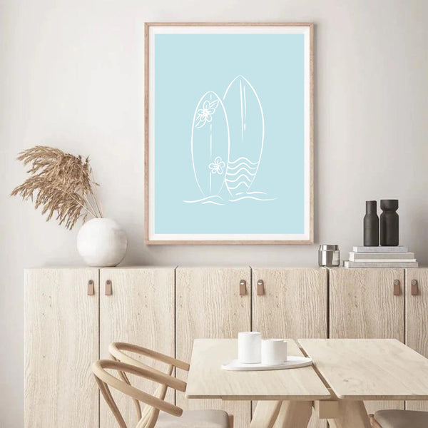 Surfboards Light Blue | Wall Art