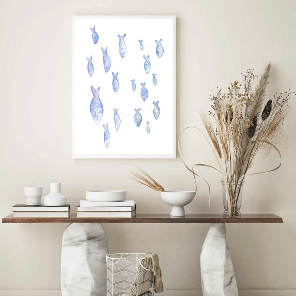 Little Fishies Blue | Wall Art