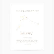 Load image into Gallery viewer, Personalised The Aquarius Baby Constellation
