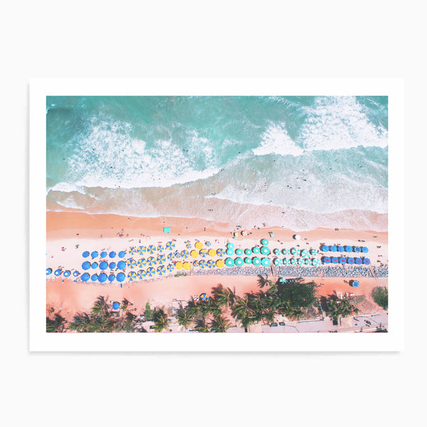 Beach & Umbrellas Aerial View Landscape | Art Print