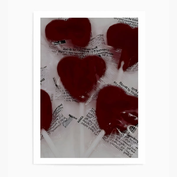 Red Heart Lollipops | Wall Art Print