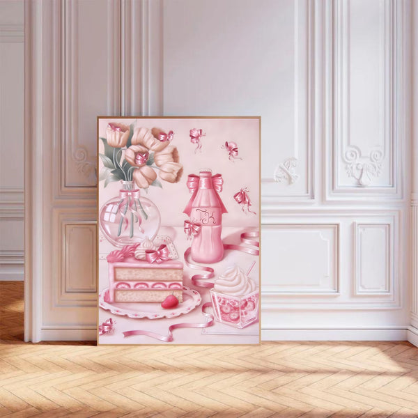 Vintage Pink Tea Party | Wall Art Print