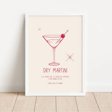 Load image into Gallery viewer, Dry Martini Cocktail Recipe | Art Print
