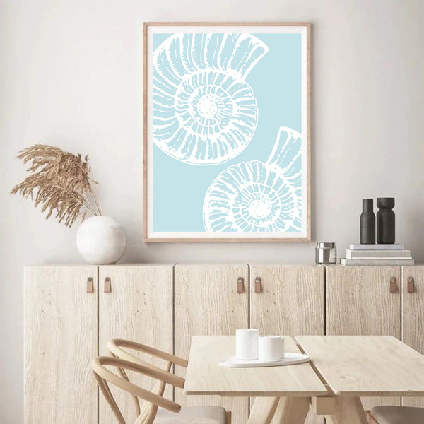 Seashells Light Blue | Wall Art