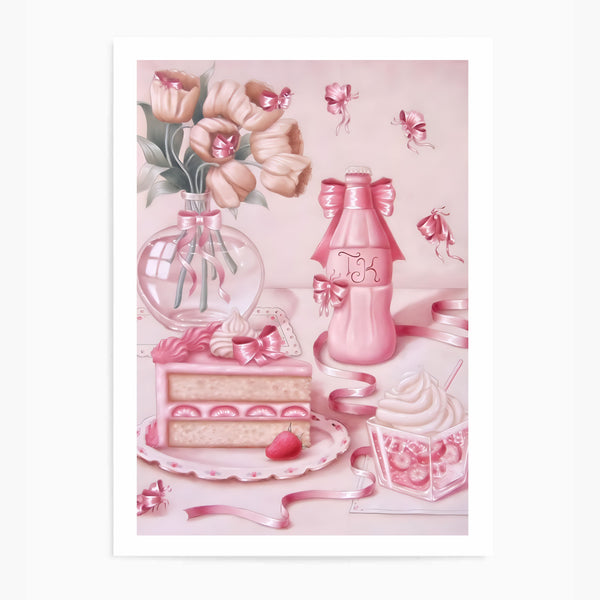 Vintage Pink Tea Party | Wall Art Print
