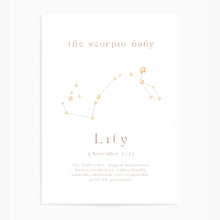 Load image into Gallery viewer, Personalised The Scorpio Baby Constellation
