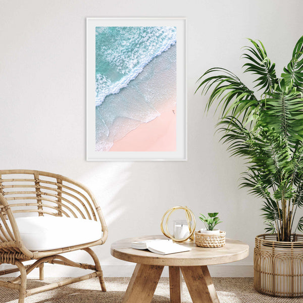 Pink Crashing Waves Aerial | Art Print