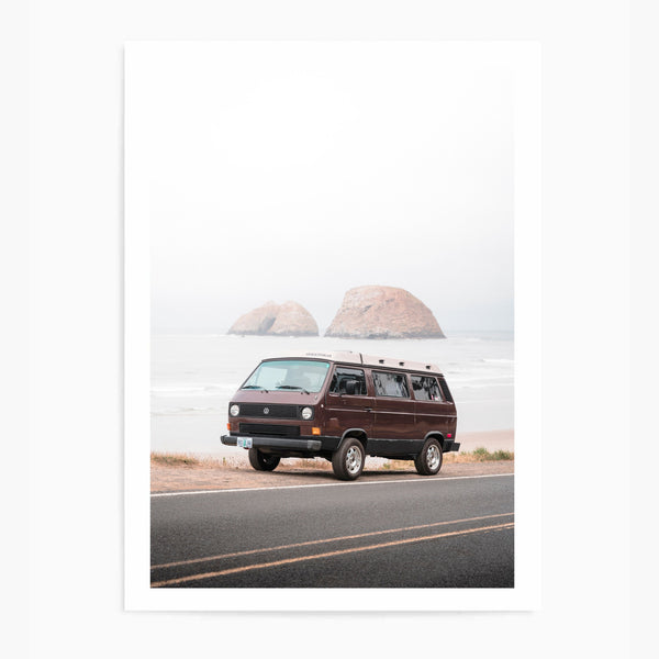 Beach Kombi Van Brown | Art Print