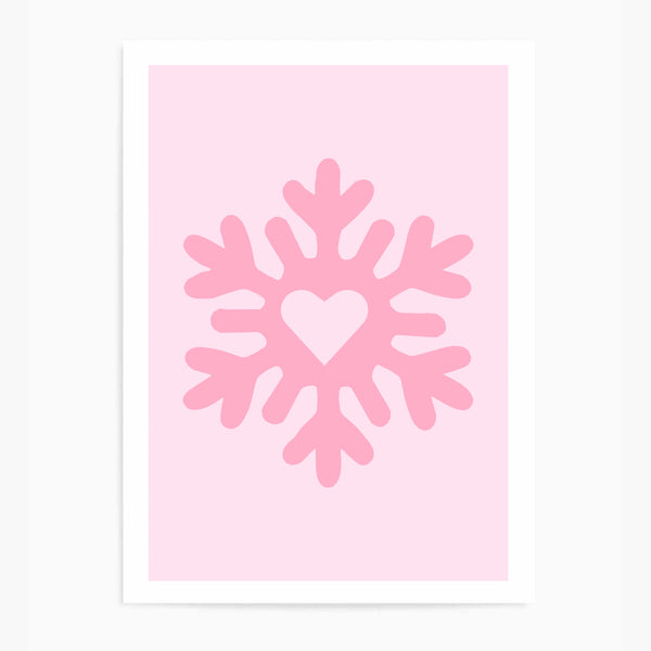 Pink Heart Snowflake | Art Print